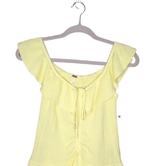 FREE PEOPLE Large Meadow Combo Knit Ruffle Drawstring Top - Picture 2 of 5